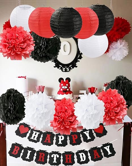 Amazon Com Furuix Mickey Mouse Birthday Party Decorations White