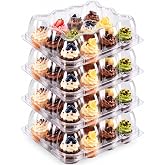 NPLUX 20 Pack 12-Count Mini Cupcake Containers with Dome Lids Stackable | Mini Cupcake Holder, Detachable Tall Cover, Plastic Stackable Boxes, 240 Cupcakes, BPA Free,for Parties and Gifts
