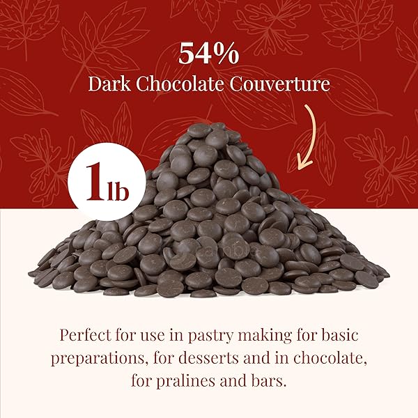 CAMBIE DARK CHOCOLATE COUVERTURE 54.5%, 1 POUND OF DARK CHOCOLATE CHIPS, EUROPEAN STYLE COUVERTURE FOR CHOCOLATIERS, PASTRY CHEFS, HOME BAKERS, AND PROFESSIONALS, 1 POUND
