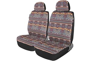 P&J AUTO P&J Baja Blanket Car Seat Covers Magic Boho Designs Low Back Bucket Universal Size Fit for Most Cars SUVs Trucks Vans Woven Fabric Front Pair 2pcs Blue Color