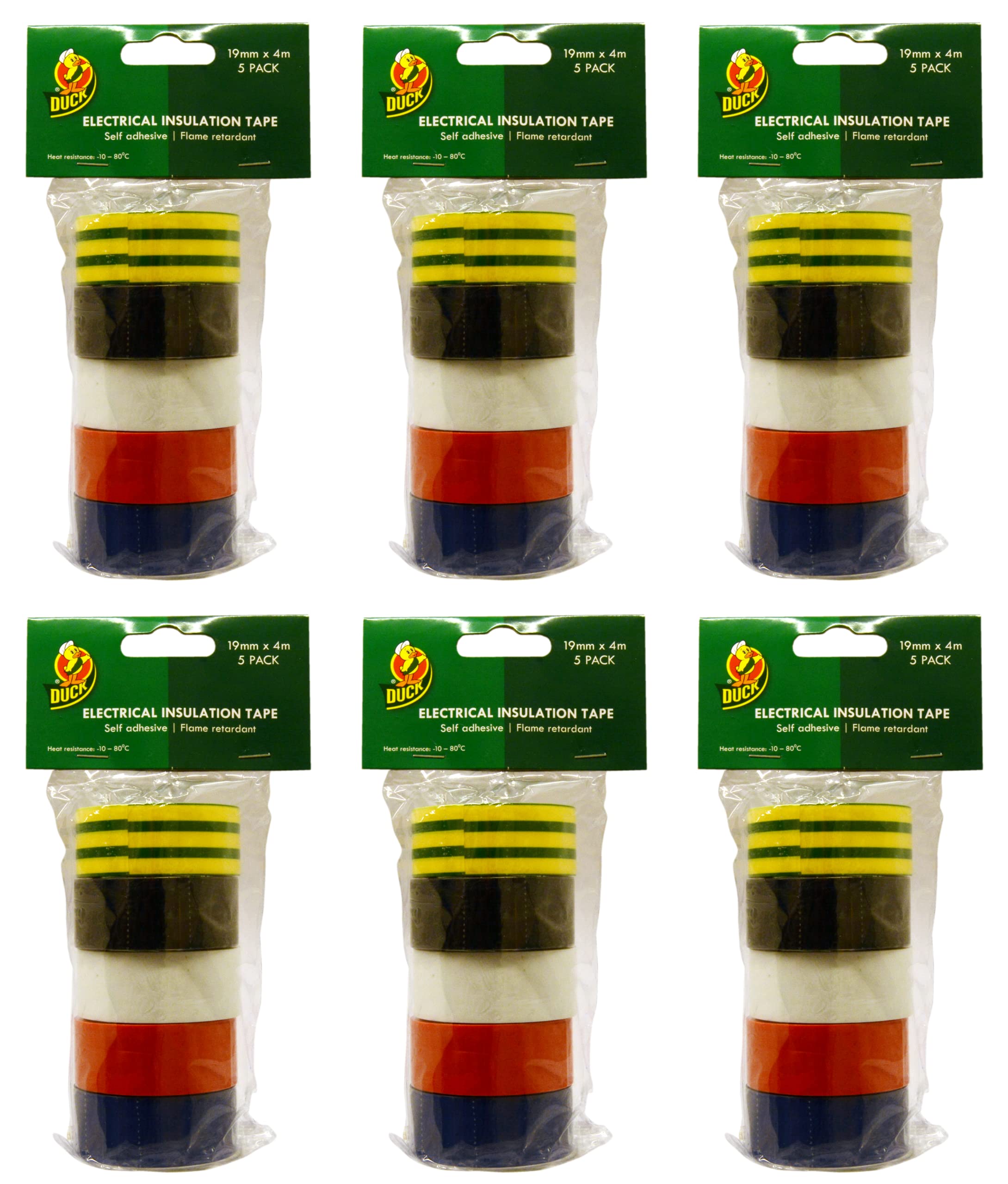 Duck Tape Insulating Electrical Tape Multipack 19mm x 4m, Pack of 6