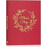Lanpn Mom Life Story Book Journal with 270+ Prompts, Linen Hardcover Moms Story Guided Journal to Fill Out, Mother Memory Keepsake Book, Mother's Day Birthday Christmas Gift for Mom, Red