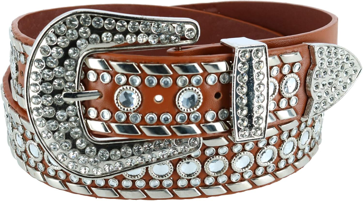 CTM Women's 1 1/2 Inch Western Rhinestone Belt at Amazon Women’s