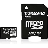 Transcend TS16GUSDHC10 16GB MicroSDHC Class 10 Memory Card with Adapter