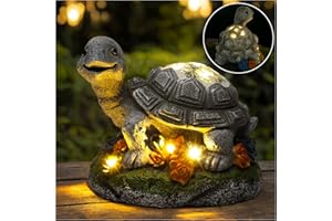 RUMIOM Turtle Solar Garden Outdoor Statues, Resin Turtle Figurine Decorations with 8 LED Solar Lights Succulent for Patio, Balcony, Yard Art, Lawn Ornaments, Porch - Birthday Gifts for Grandma Mom Women
