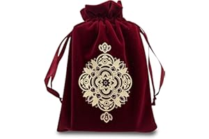 Miriyan Spiritual Mandala Tarot & Dice Bag I Velvet & Satin Drawstring Pouch Ideal Size for Tarot & Oracle Cards, DND, D&D, Dungeons and Dragons Accessories, Runes & Jewelry I Travel Gift Bag (Red)