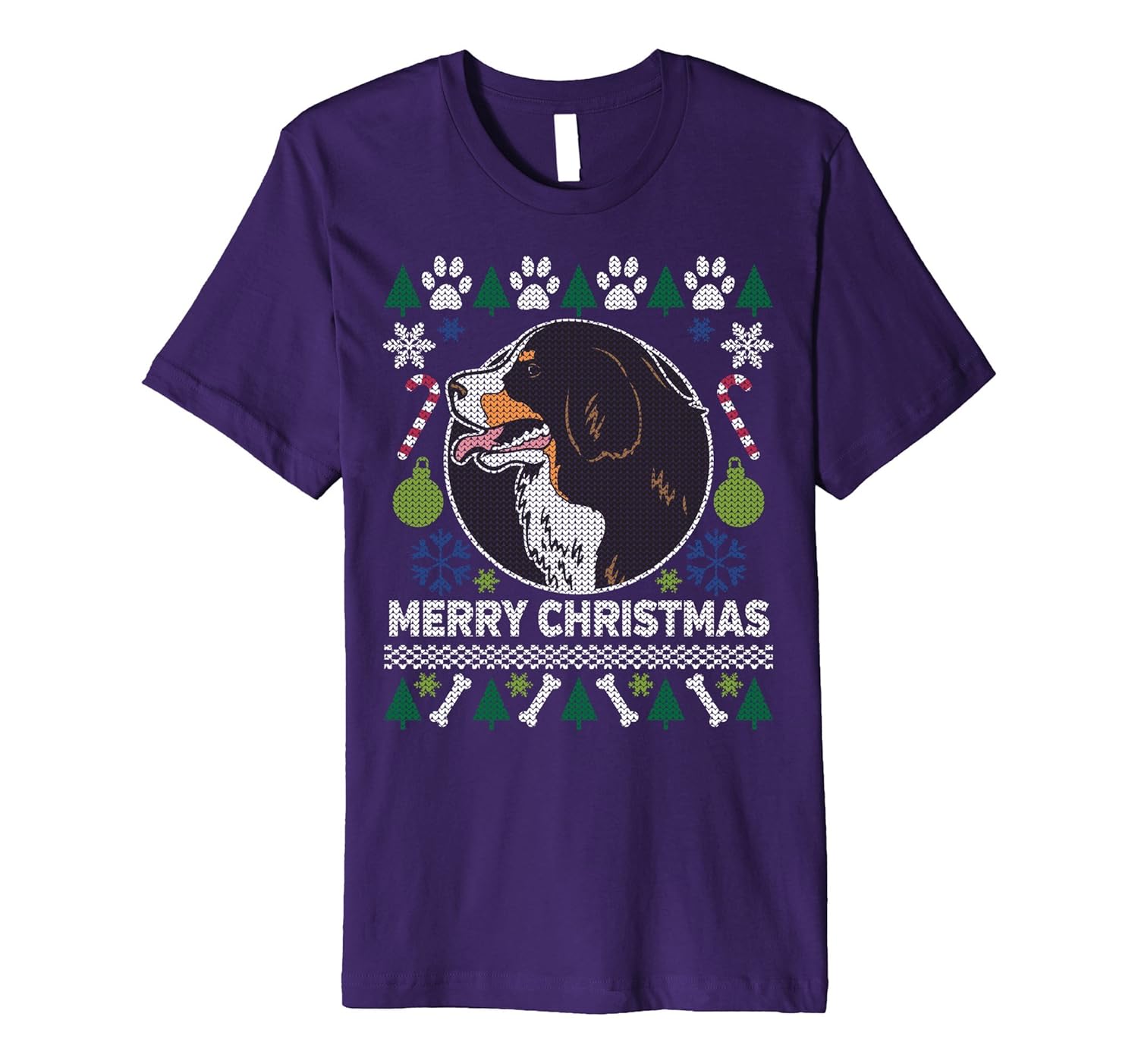 Bernese Mountain Dog Breed Owners Ugly Christmas T-shirt-ANZ