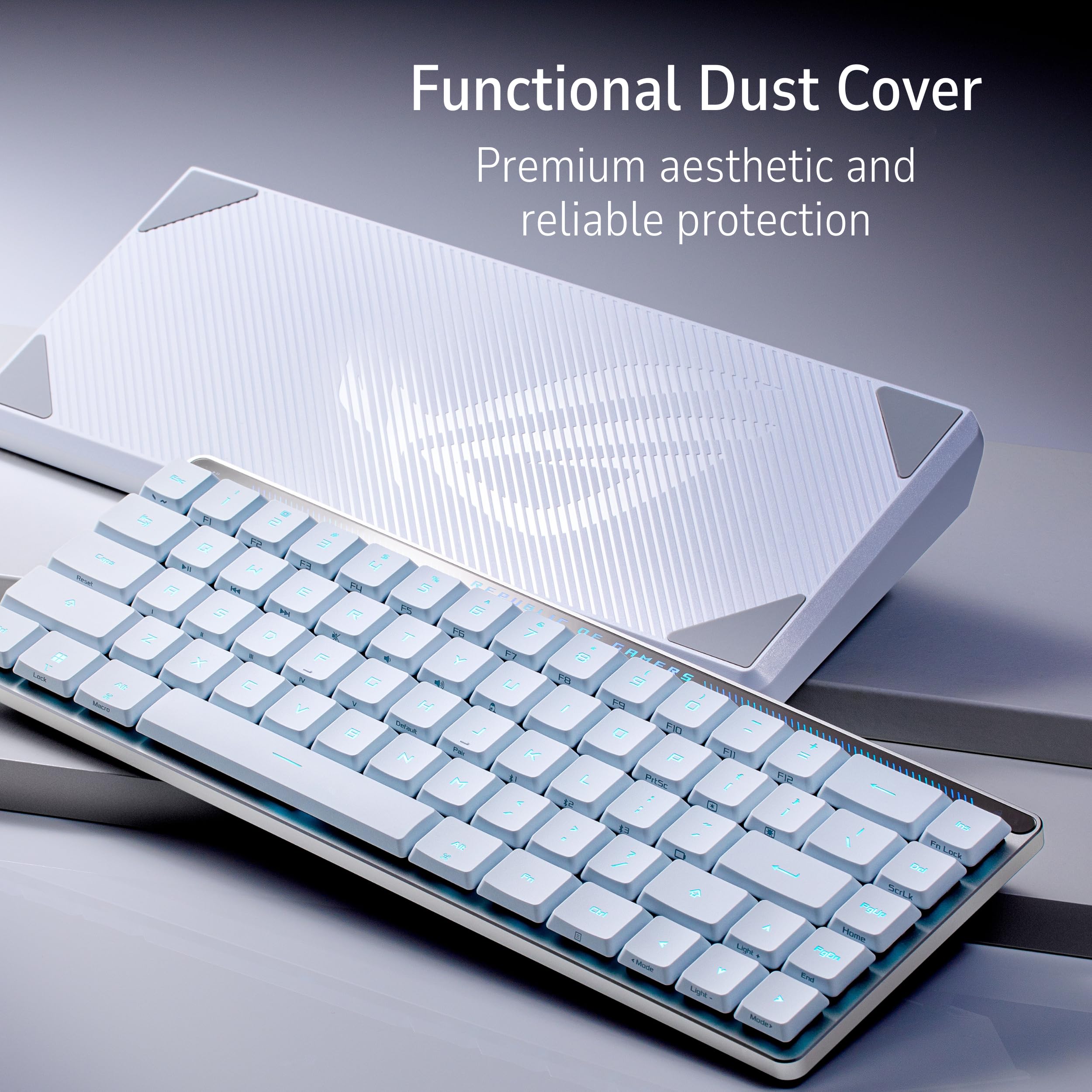 ASUS ROG Falchion RX Low Profile Wireless Gaming Keyboard – 65% Compact TKL, Tri-Mode Connectivity, ROG RX Red Optical Switches, RGB, Touch Panel, Keyboard Cover, PC/Mac Support - White