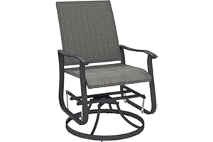 Outsunny 2-in-1 Patio Glider Swivel Chair, Wicker Rattan Outdoor Patio Glider Chair with High Back, Armrests, Steel Frame for