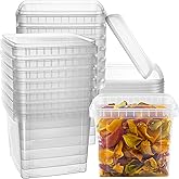 NYHI 64 oz 20 Large Pack Square Clear Deli Containers with Lids Disposable BPA Free Plastic Food Storage Containers with Lids Airtight for Meal Prep Take Out Kitchen