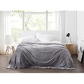 CANNON Solid Plush Grey Polyester 1-Piece King/California King Blanket, Solid, 100% Polyester, for Men and Women, Oeko-TEX Certified Confidence