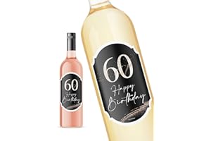 JOLI COON Jolicoon - 60 Birthday Wine Bottle Labels - 60th Birthday Party Favors