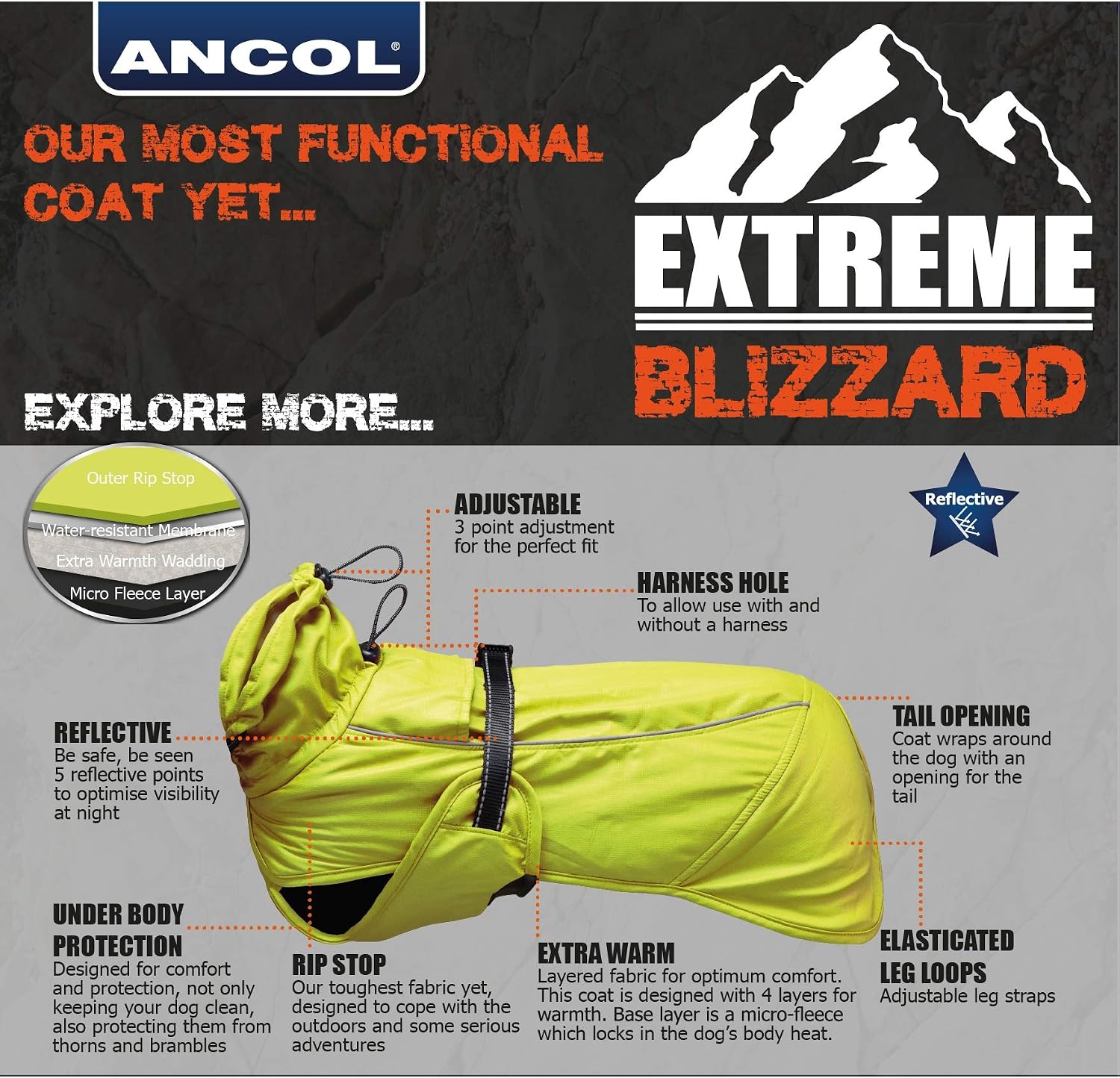 Ancol EXTREME BLIZZARD DOG COAT BLACK 35CM S/M, Small-Medium - Image 5