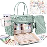 Large Bible Bag with Bible Cover Case for Women, Quilted Church Tote Bag Book Carrying Case w/Shoulder Strap,Bible Study Supplies Journaling Kit Accessories Valentines Day Christian Gift for Women Her