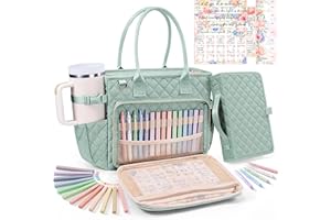 FLOE Large Bible Bag with Bible Cover Case for Women, Quilted Church Tote Bag Bible Carrying Case w/Shoulder Strap, Bible Study Supplies Journaling Kit Bible Accessories Christmas Christian Gifts for Women