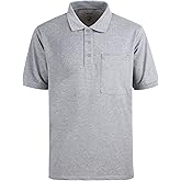 Men's Short Sleeve Polo Shirt Moisture Wicking Performance Dry Fit Golf Polo with Pocket