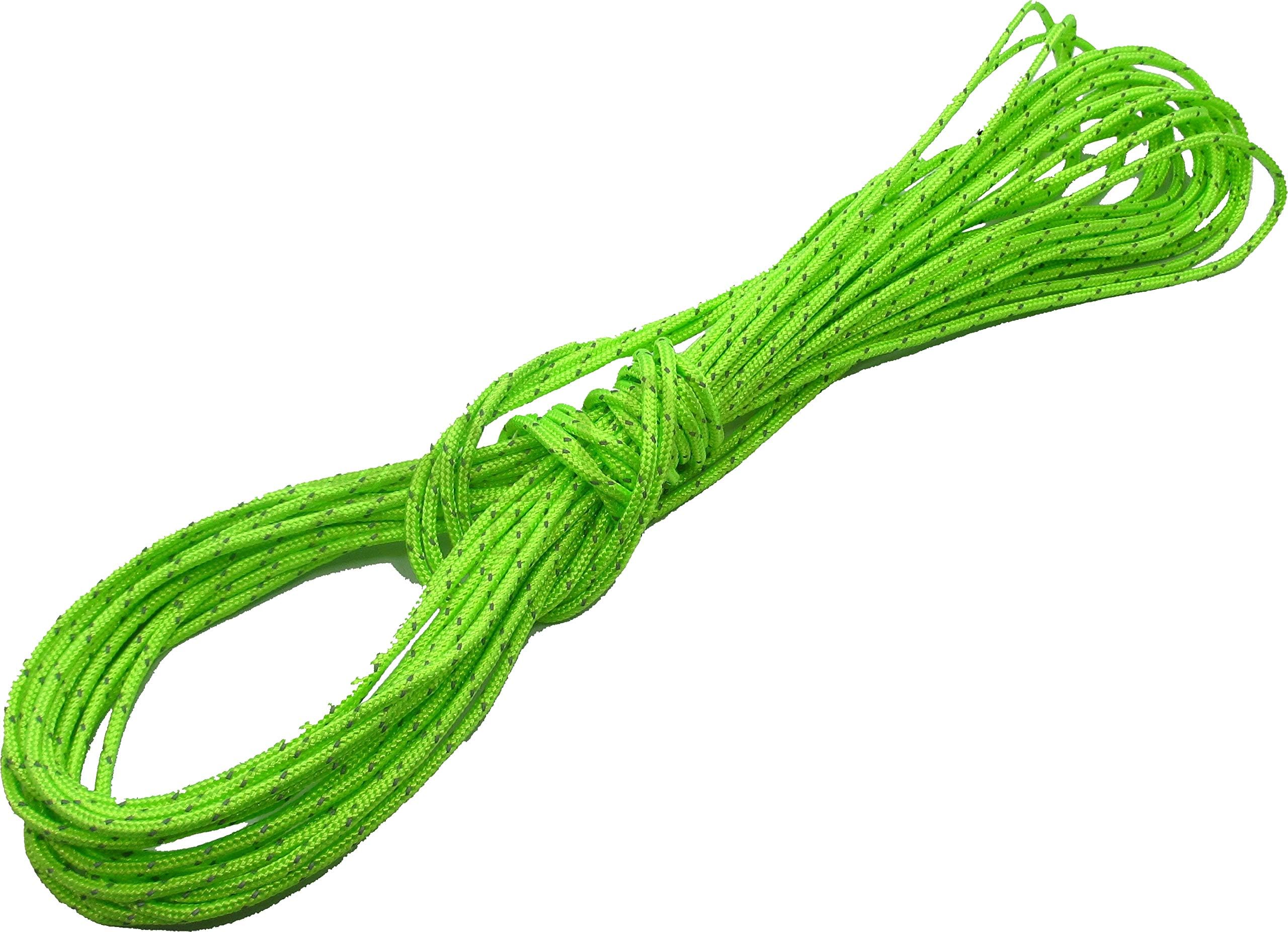 Ultra Light - 2mm Dyneema Tent Guy Guide Reflective Green Rope - 200kg Breaking Strain - Suitable for sailing, dinghy, yachting, cruising, - 50 Meter