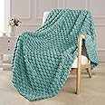Exclusivo Mezcla Extra Large Soft Fleece Throw Blanket, 50x70 Inches 3D Clouds Stylish Jacquard Throw Blanket for Couch, Cozy Soft Lightweight for All Season, Celadon Blanket