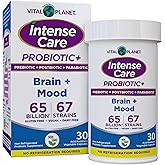 Vital Planet - Intense Care Brain & Mood Probiotics, Organic Prebiotics, Postbiotics, Parabiotics, Complete 4-in-1 Health Supplement for Adults, 65 Billion CFU, 67 Strains, Digestive and Immune 30 ct