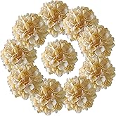 7.1''Champagne Hydrangea Artificial Flowers,10 Pcs Artificial Silk Hydrangea Heads,81 Petals Faux Hydrangea Flowers Heads with Stems for Home Wedding Baby Shower Decor(Champagne)