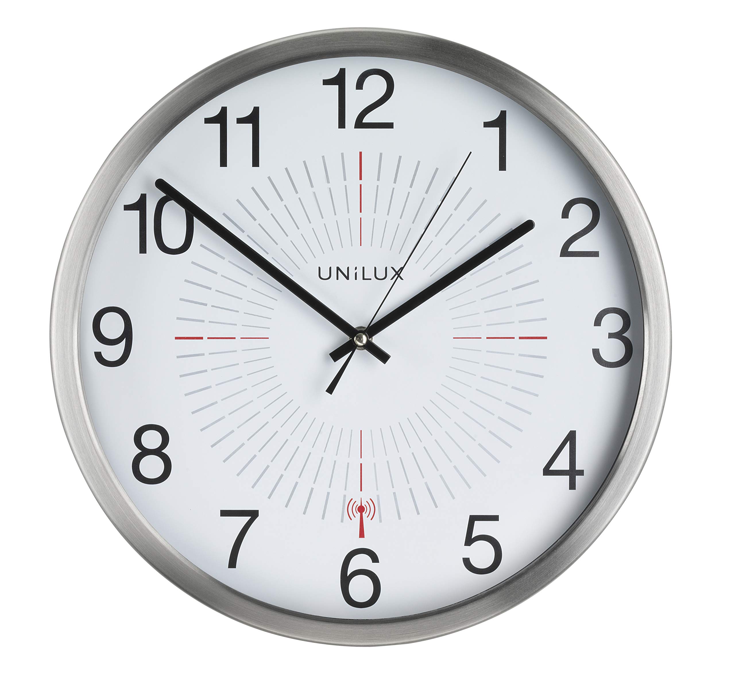 Unilux Wireless Outdoor Wall Clock 35.5 cm for Indoor and Outdoor Use in Silver Grey