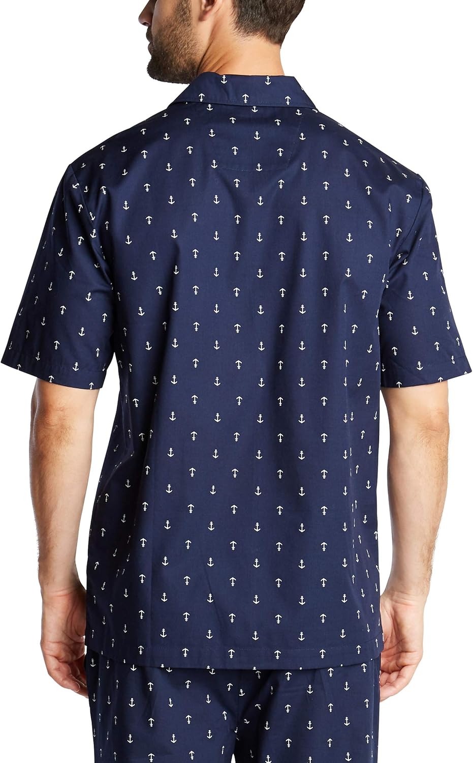 Nautica Men's Short Sleeve 100% Cotton Soft Woven Button Down Pajama Top at  Men’s Clothing store