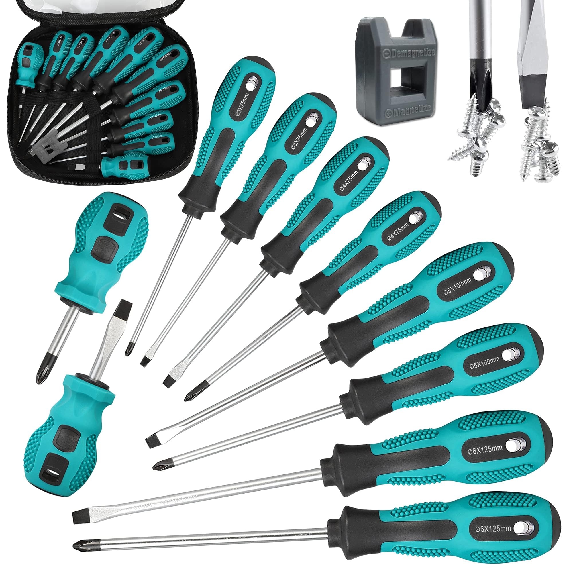 Magnetic Screwdriver Set 10 PCS,5 Phillips and 5 Flat Head Precision Screwdriver,Professional Cushion Grip and Non-Slip for Repair Home Improvement Craft (Green) — image 1