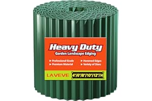 LAVEVE Corrugated Metal Garden Edging - Sturdy Border Perfect for DIY Flower Beds and Landscaping Borders (Green, 6 Inch x 40FT)