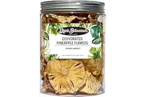 DRINK BOTANICALS IRELAND Dehydrated Dried Pineapple Flower Rings | 30+ Slices | 100% Natural | Dried Pineapples | No Sugar Added, Gluten Free| for Cocktails, Baking, Cakes, Snacking, Decoration | PET Jar | 100 Grams | 3.5 Oz