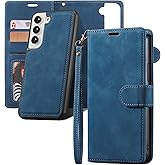 QLTYPRI Case for Samsung Galaxy S25 Plus, 2 in 1 Detachable Wallet Case PU Leather with Card Slots Kickstand Wrist Strap Magnetic Closure Shockproof Flip Cover for Samsung S25 Plus - Blue