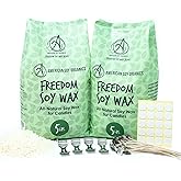 American Soy Organics Microwavable Soy Wax Beads for Candle Making – Premium Soy Candle Kit-10 pounds Freedom Soy Beads-4 Centering Devices- 20 Wick stickers-20 6-inch pre-Waxed Wicks
