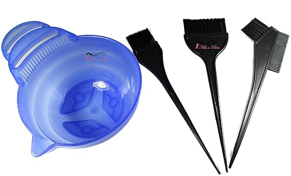 Niks n Bins Hair Dye Colouring Brush Comb Bowl kit (Blue / Black)