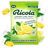 Ricola Mouthwatering Dry Mouth Drops Sugar Free Lemon Lime Mint - 40 Count | Made with a Hint of Swiss Alpine Salt to Quench Dry Mouth