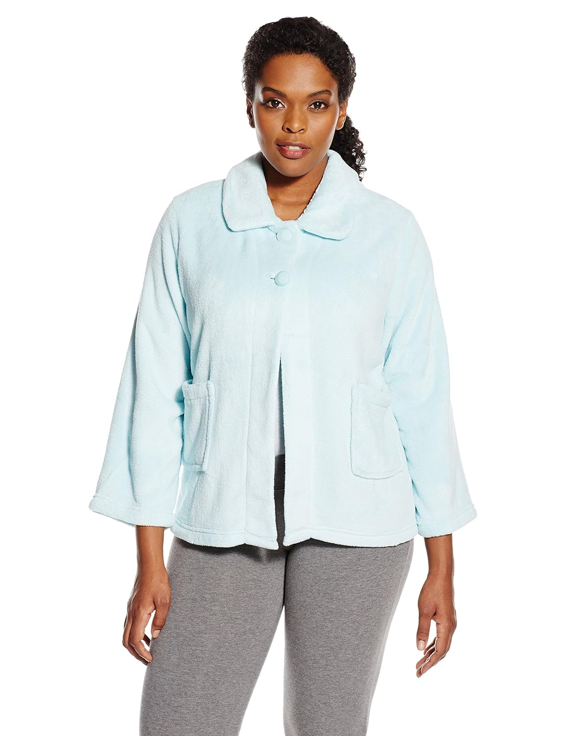 Casual Moments Women's Plus Size Bed JacketPeter Pan Collar Robe at Amazon Women’s Clothing