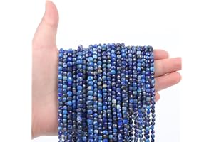 WTIAN Lapis Natural Gemstone Square Cube Stone Beads,Spacer Loose Beads for Jewelry Making Bracelet Necklace Earrings,80-90Pcs(4mm)