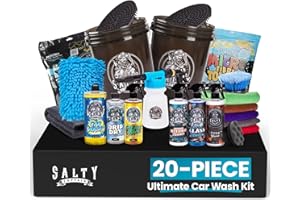 SALTY CAPTAIN EST - 2019 Salty Captain Mega 20-Piece DIY Car Cleaning Kit – All-in-One Car Detailing Kit with 2x Buckets, Towels, Brushes & 6x Cleaning Fluids – Foam Blaster compatible with Garden Hose – Premium Quality