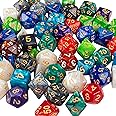 Monster Gaming 200 count Bulk Dice Value Pack-10 Different Marbled Colors -Multi-Colored Assorted Polyhedral Die, Compatible with Dungeons and Dragons, RPG & Board Games- Includes D4 D6 D8 D10 D12 D20