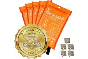 Supa Ant Emergency Fire Blanket for Home and Kitchen - 5 Pack 1500F High Visibility (Glow in The Dark) Smother Kitchen Fire Blanket - CE Certified Hero Fire Blankets Emergency for Home (40in)