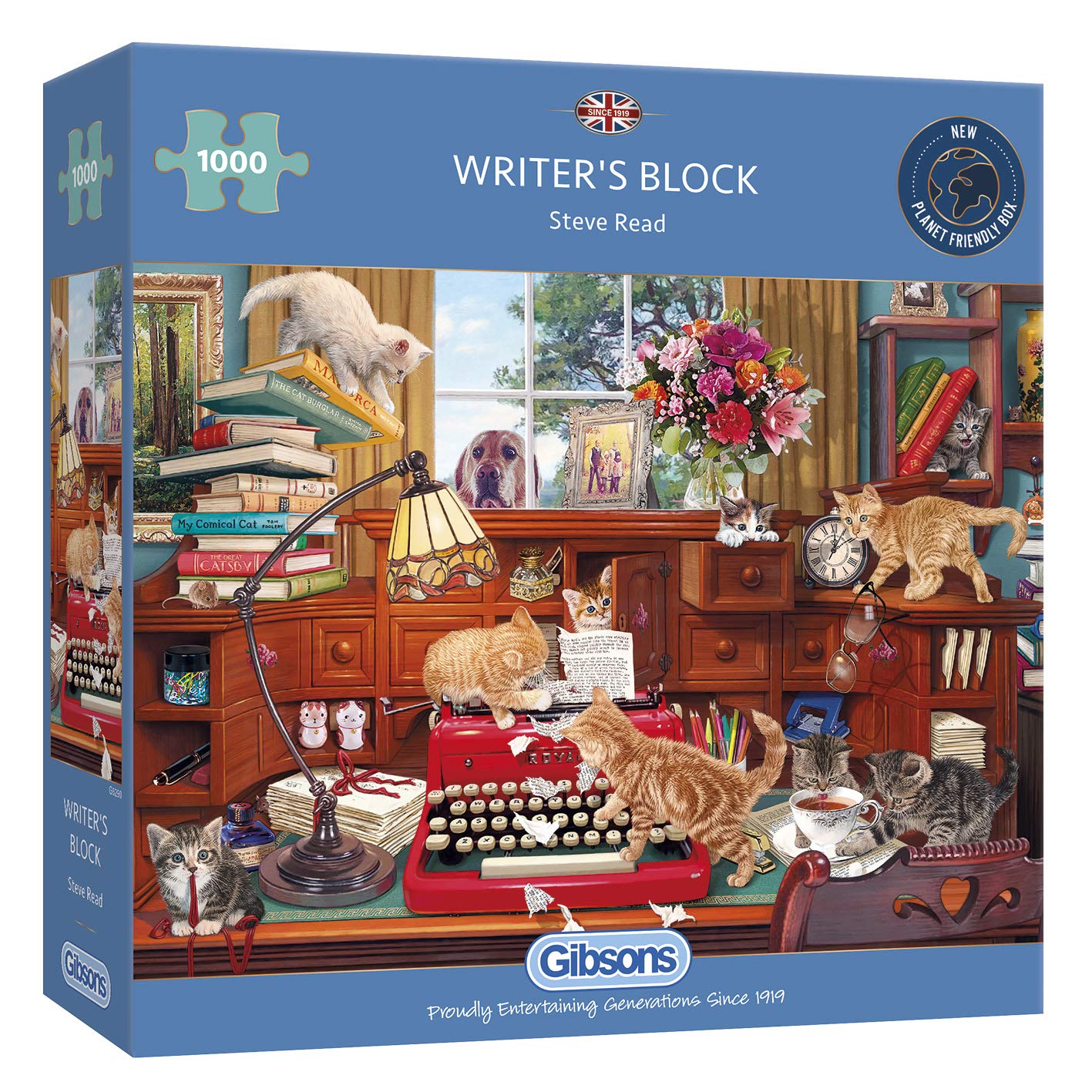 Writers Block | 1000 Piece Jigsaw Puzzle | Literary Books & Cats | Sustainable Jigsaw Puzzle for Adults | Premium 100% Recycled Board | Great Gift for Adults | Gibsons Games