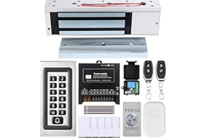 NCLTHS Access Control System Kit with Remote – 1200lbs Holding Force Fail-Safe Electromagnetic Lock, Metal Keypad, 12V Power Supply, Exit Button & Doorbell, Supports RFID, Password & Remote Access