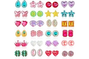 EleMirsa 24 Pairs Clip On Earrings Little Girl Party Favor Princess Clip on Earrings Dress Up Pretend Play Earrings for Little Girl Kids Toddlers Jewelry Set