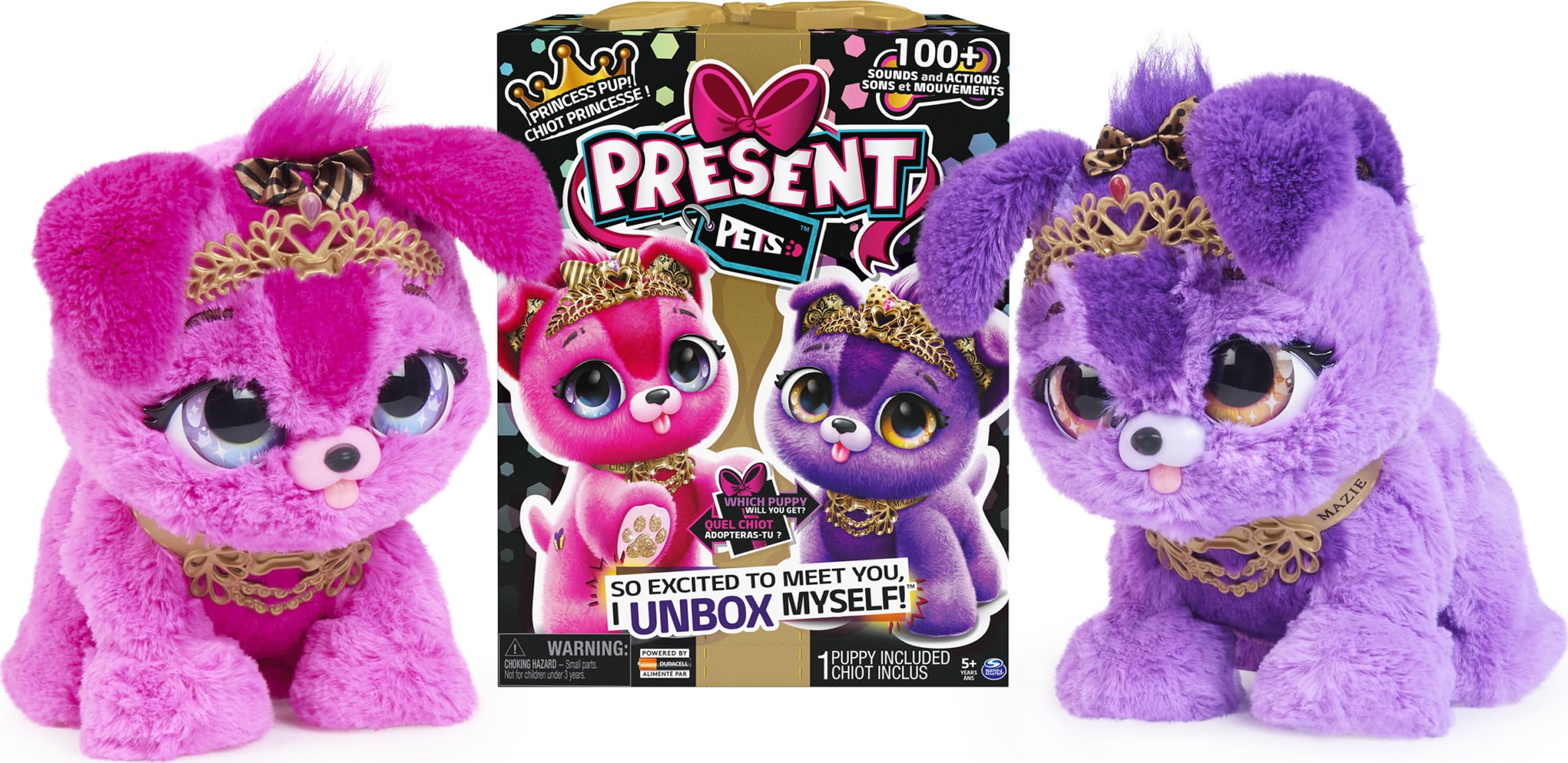Present Pets, Princess Puppy Interactive Plush Toy with Over 100 Sounds and Actions (Style May Vary), Kids’ Toys for Girls Aged 5 and above