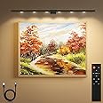 TINTINDOC 22''Wireless LED Picture Light Battery Rechargeable 6000mAh Full Metal,Painting Light for Wall with Remote Control,3 Lighting Dimmable Timer Off, Art Light for Display Wall Picture, 400LM
