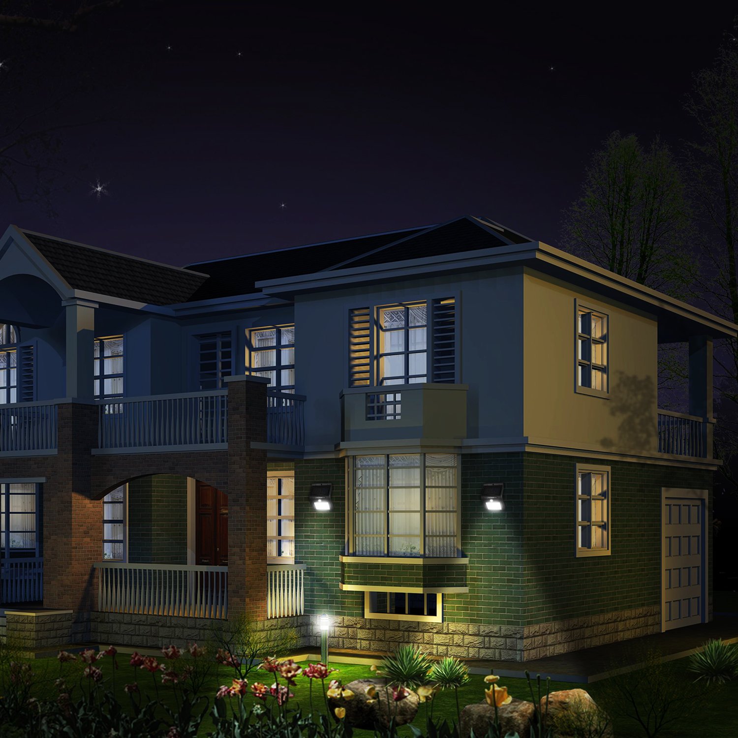 Solarleuchte mit Bewegungsmelder, Tegrace Solarleuchten Garten LED Lampe, 16 Helle LED Solarlampe Außenleuchten Sicherheit für Garten, Einfahrt (2 Stück)