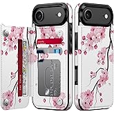 Goodon for iPhone Air Case Wallet - Flip Folio Leather Cover with Trendy Floral Design, 3 Card Slots & Kickstand Function, Stylish Protective Phone Case for iPhone 17 Air - Elegant Cherry