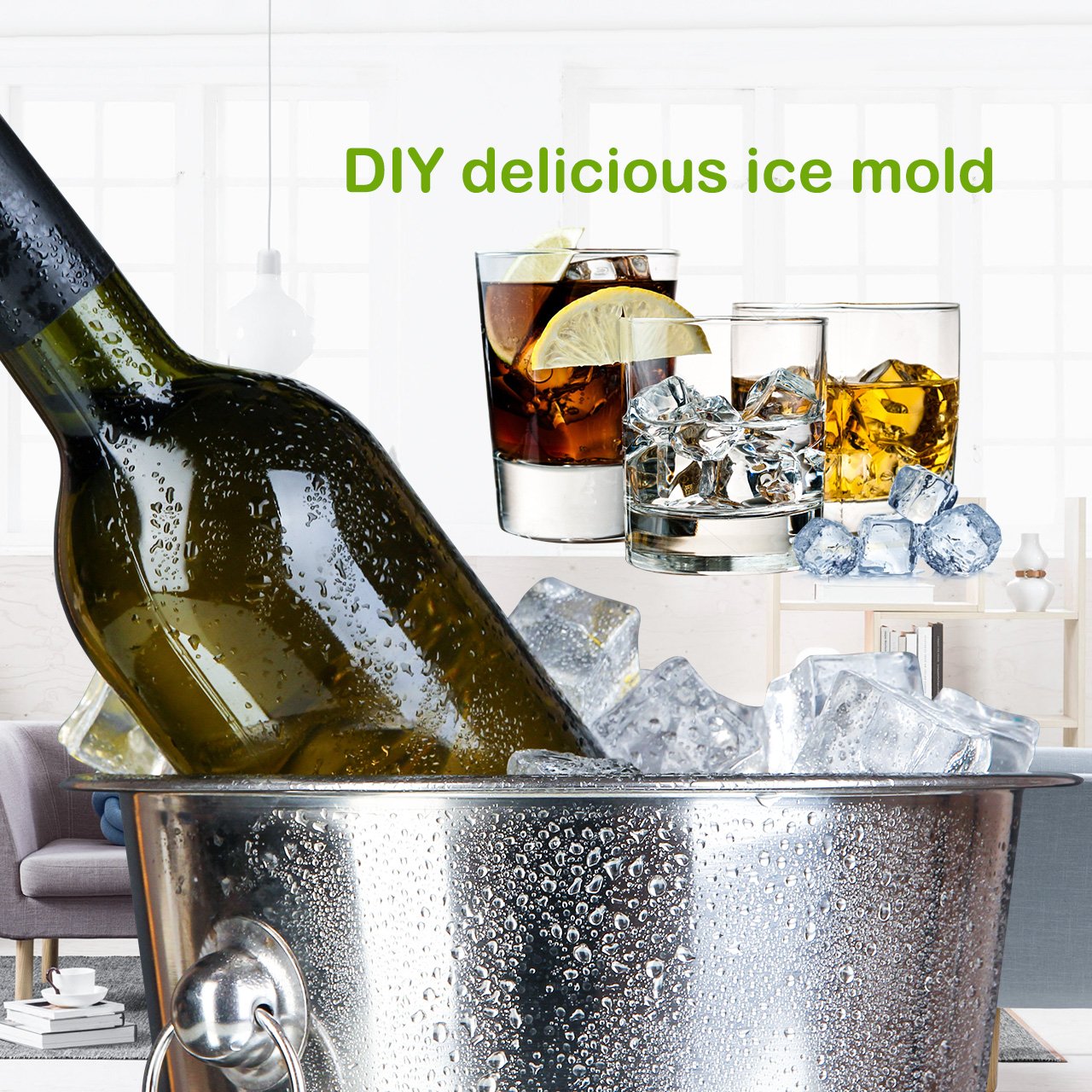 OMorc Ice Cube Trays 4 Pack, EasyRelease Silicone and Flexible 14Ice