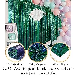 DUOBAO Colorful Green Sequin Backdrop Curtain