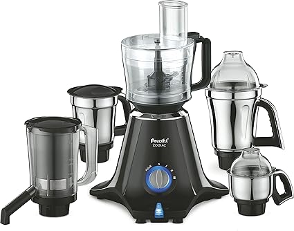 Preethi Zodiac MG 218 750-Watt Mixer Grinder with 5 Jars (Black/Light Grey)