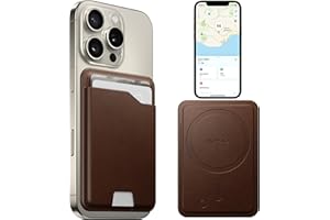 NOMAD Leather Magsafe Wallet with integrated tracking for iPhone, Slim Magsafe Card Holder for iPhone, Wallet GPS Tracker Car