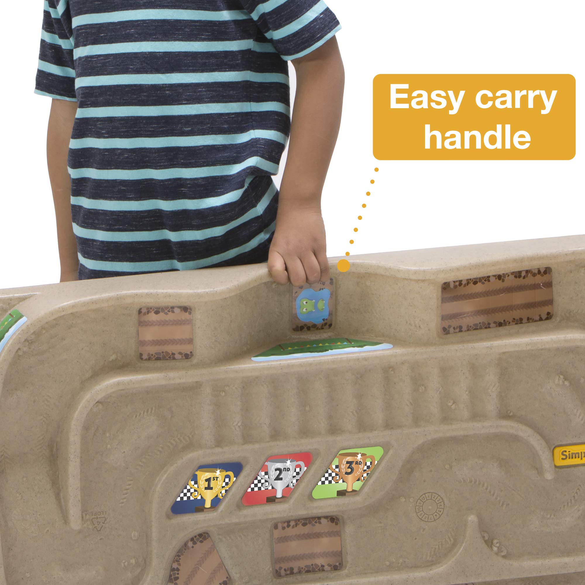 Simplay3 Portable Carry and Go Kids Race Track Toy Car Train Table, 2-Sided No Assembly for Children 3 4 5 6 7 Years Old Boys Girls, Made in USA